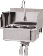 SANI-LAV - 17" Long x 14" Wide Inside, 1 Compartment, Grade 304 Stainless Steel Hand Sink Wall Mount with Double Knee Valve - 18 Gauge, 19" Long x 18" Wide x 21" High Outside, 7" Deep - All Tool & Supply