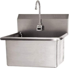 SANI-LAV - 22" Long x 16" Wide Inside, 1 Compartment, Grade 304 Stainless Steel Scrub Sink Wall Mount with Electronic Faucet - 16 Gauge, 25" Long x 19-1/2" Wide x 24" High Outside, 10-1/2" Deep - All Tool & Supply