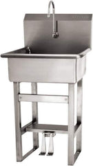 SANI-LAV - 20" Long x 17" Wide Inside, 1 Compartment, Grade 304 Stainless Steel Hand Sink Floor Mount with Double Foot Valve - 16 Gauge, 23" Long x 20-1/2" Wide x 46-1/2" High Outside, 9" Deep - All Tool & Supply