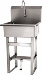 SANI-LAV - 20" Long x 17" Wide Inside, 1 Compartment, Grade 304 Stainless Steel Hand Sink Floor Mount with Single Foot Valve - 16 Gauge, 23" Long x 20-1/2" Wide x 46-1/2" High Outside, 9" Deep - All Tool & Supply