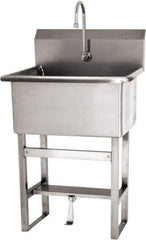 SANI-LAV - 28" Long x 16" Wide Inside, 1 Compartment, Grade 304 Stainless Steel Scrub Sink Floor Mount with Single Foot Valve - 16 Gauge, 31" Long x 19-1/2" Wide x 46-1/2" High Outside, 10-1/2" Deep - All Tool & Supply