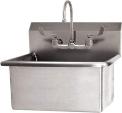 SANI-LAV - 28" Long x 16" Wide Inside, 1 Compartment, Grade 304 Stainless Steel Hand Sink Wall Mount with Manual Faucet - 16 Gauge, 31" Long x 19-1/2" Wide x 24" High Outside, 10-1/2" Deep - All Tool & Supply