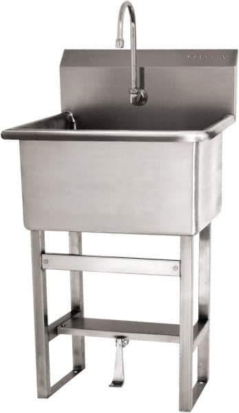 SANI-LAV - 22" Long x 16" Wide Inside, 1 Compartment, Grade 304 Stainless Steel Scrub Sink Floor Mount with Single Foot Valve - 16 Gauge, 25" Long x 19-1/2" Wide x 46-1/2" High Outside, 10-1/2" Deep - All Tool & Supply