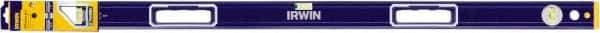 Irwin - Magnetic 48" Long 3 Vial Box Beam Level - Aluminum, Blue/Yellow, 1 Level & 2 Plumb Vials - All Tool & Supply