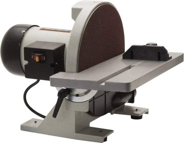 Enco - 12" Diam, 1,700 RPM, Single Phase Disc Sanding Machines - 16-3/8" Long Table x 6-7/8" Table Width, 16" Overall Length x 15.7" Overall Height - All Tool & Supply