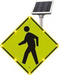 TAPCO - "Pedestrian Crossing", 48" Wide x 48" High, Aluminum Construction Roadway Signs - 0.08" Thick, Fluorescent Yellow, Green, Black, Diamond Grade Reflectivity, Diamond, Post Mount - All Tool & Supply