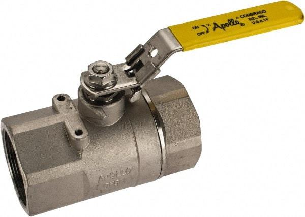 Apollo - 2" Pipe, Standard Port, Stainless Steel Standard Ball Valve - 2 Piece, NPT Ends, Locking Lever Handle, 600 WOG, 150 WSP - All Tool & Supply