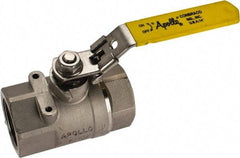 Apollo - 1-1/2" Pipe, Standard Port, Stainless Steel Standard Ball Valve - 2 Piece, NPT Ends, Locking Lever Handle, 600 WOG, 150 WSP - All Tool & Supply