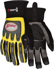 MCR Safety - Size M Leather General Protection Work Gloves - For Work & Driver, Uncoated, Slip-On Cuff, Black/Yellow, Paired - All Tool & Supply