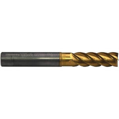 Emuge - 5mm Diam, 15mm LOC, 4 Flute Solid Carbide Roughing & Finishing End Mill - TiN/TiAlN Finish, 62mm OAL, 6mm Shank Diam, Cylindrical Shank, 42° Helix, Extra Long Length - All Tool & Supply