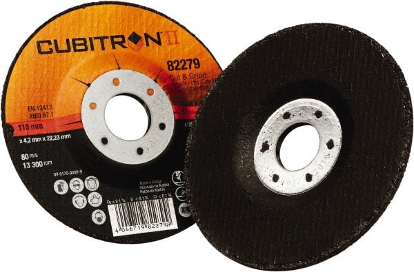 3M - 36 Grit, 4-1/2" Diam x 1/8" Thick x 7/8" Arbor, Type 27 Depressed Center Wheel - All Tool & Supply