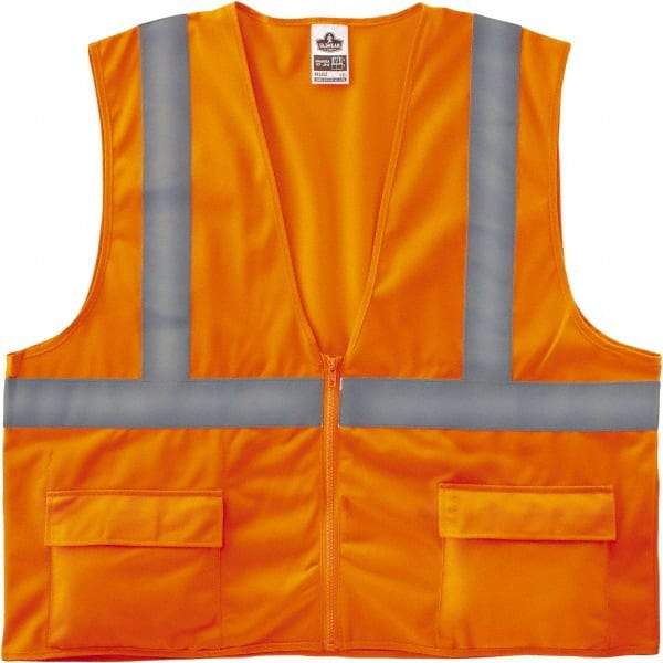 Ergodyne - Size 2X/3XL High Visibility Orange Solid General Purpose Vest - 52 to 58" Chest, ANSI/ISEA 107, Zipper Closure, 3 Pockets, Polyester - All Tool & Supply