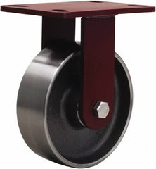 Hamilton - 6" Diam x 2" Wide x 7-3/4" OAH Top Plate Mount Rigid Caster - Forged Steel, 2,000 Lb Capacity, Sealed Precision Ball Bearing, 4-1/2 x 6-1/2" Plate - All Tool & Supply