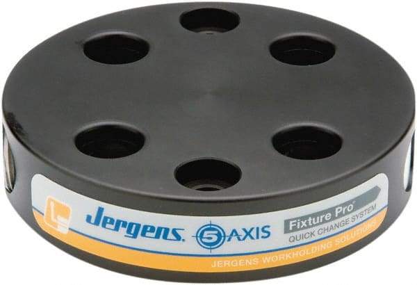 Jergens - Round Aluminum CNC Clamping Pallet - 130mm Diam x 30mm Thick - All Tool & Supply