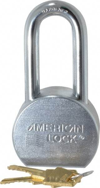 American Lock - 2" Shackle Clearance, Keyed Alike A701 Padlock - 7/16" Shackle Diam, Steel, with Satin Chrome, Triple Plated Finish - All Tool & Supply