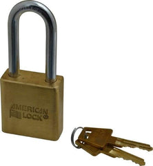 American Lock - 2" Shackle Clearance, Keyed Alike A5561 Padlock - 5/16" Shackle Diam, Steel & Brass, with Solid Extruded Brass Finish - All Tool & Supply