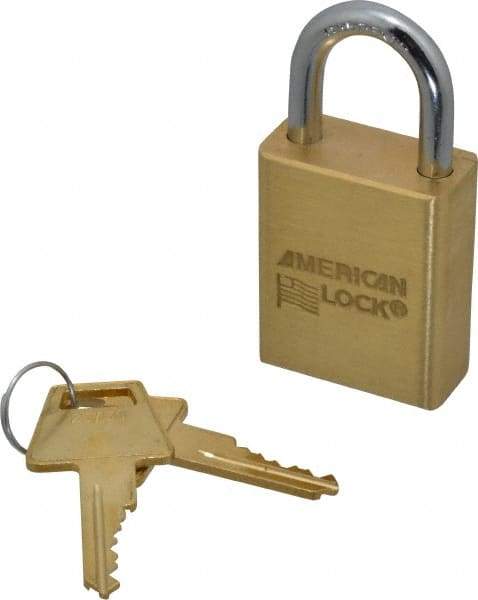 American Lock - 1" Shackle Clearance, Keyed Alike A5530 Padlock - 1/4" Shackle Diam, Steel & Brass, with Solid Extruded Brass Finish - All Tool & Supply