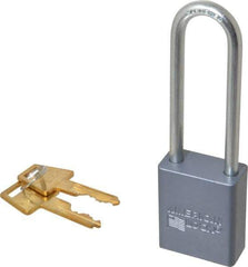 American Lock - 3" Shackle Clearance, Keyed Different A32 Padlock - 1/4" Shackle Diam, Aluminum, with Solid Aluminum Finish - All Tool & Supply