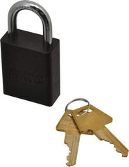 American Lock - Keyed Different Conductive Lockout Padlock - 1" Shackle Clearance, 1/4" Shackle Diam, 1.8" Body Height x 1-1/2" Body Width, Black, 5 Pins - All Tool & Supply