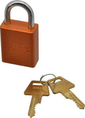 American Lock - Keyed Different Conductive Lockout Padlock - 1" Shackle Clearance, 1/4" Shackle Diam, 1.8" Body Height x 1-1/2" Body Width, Orange, 5 Pins - All Tool & Supply