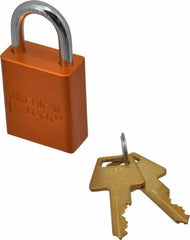 American Lock - Keyed Alike Conductive Lockout Padlock - 1" Shackle Clearance, 1/4" Shackle Diam, 1.8" Body Height x 1-1/2" Body Width, Orange, 5 Pins - All Tool & Supply