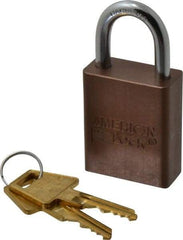 American Lock - Keyed Different Conductive Lockout Padlock - 1" Shackle Clearance, 1/4" Shackle Diam, 1.8" Body Height x 1-1/2" Body Width, Brown, 5 Pins - All Tool & Supply