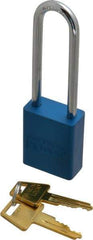 American Lock - Keyed Alike Conductive Lockout Padlock - 3" Shackle Clearance, 1/4" Shackle Diam, 1.8" Body Height x 1-1/2" Body Width, Blue, 5 Pins - All Tool & Supply