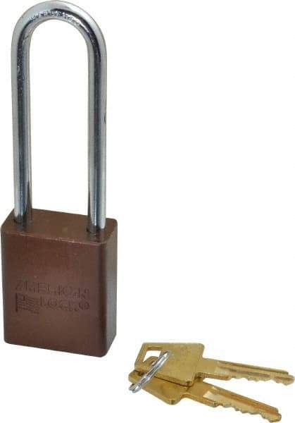 American Lock - Keyed Alike Conductive Lockout Padlock - 3" Shackle Clearance, 1/4" Shackle Diam, 1.8" Body Height x 1-1/2" Body Width, Brown, 5 Pins - All Tool & Supply