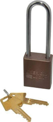 American Lock - Keyed Alike Conductive Lockout Padlock - 3" Shackle Clearance, 1/4" Shackle Diam, 1.8" Body Height x 1-1/2" Body Width, Brown, 5 Pins - All Tool & Supply