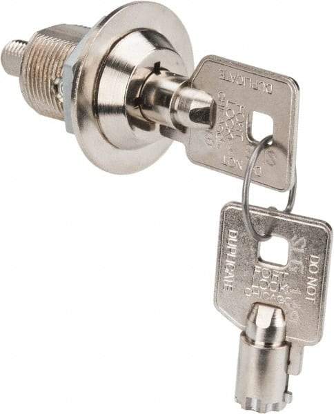 Made in USA - 7/8" Max Thickness, High Security Tubular Keyed Latch - Polished Nickel Coated - All Tool & Supply