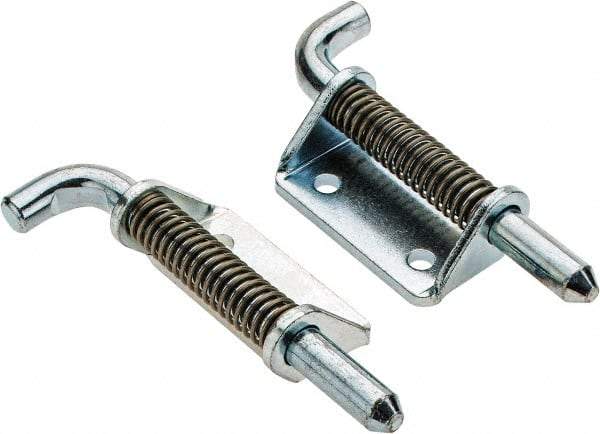 Made in USA - 1-1/4" Wide x 3/16" Thick, Spring Loaded Latch Hinge - Steel, Zinc Plated Finish - All Tool & Supply