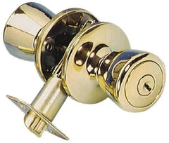 Value Collection - Bright Brass Entry Knob Lockset - 2-3/8" Back Set - All Tool & Supply