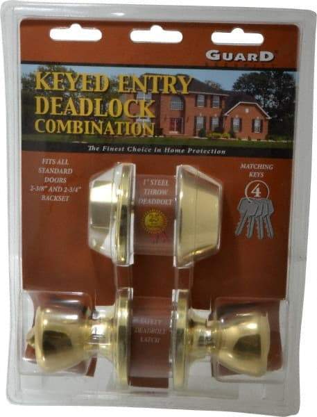 Value Collection - Bright Brass Entry Knob Lockset - 2-3/8" Back Set - All Tool & Supply