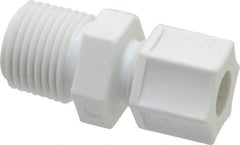 Made in USA - 3/8" Tube OD, Polypropylene Plastic Compression Tube Male Connector - 1/2 NPT Pipe, 215°F Max, Plastic Grip - All Tool & Supply