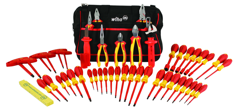 48 Piece - Insulated Tool Set with Pliers; Cutters; Nut Drivers; Screwdrivers; T Handles; Knife & Ruler in Tool Box - All Tool & Supply