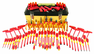 80 Piece - Insulated Tool Set with Pliers; Cutters; Nut Drivers; Screwdrivers; T Handles; Knife; Sockets & 3/8" Drive Ratchet w/Extension; Adjustable Wrench; Ruler - All Tool & Supply