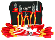 13 Piece - Insulated Tool Set with Pliers; Cutters; Xeno; Square; Slotted & Phillips Screwdrivers in Tool Box - All Tool & Supply