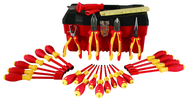 25 Piece - Insulated Tool Set with Pliers; Cutters; Ruler; Knife; Slotted; Phillips; Square & Terminal Block Screwdrivers; Nut Drivers in Tool Box - All Tool & Supply