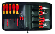 10 Piece - Insulated Pliers; Cutters; Wire Stripper; Slotted & Phillips Screwdrivers in Zipper Case - All Tool & Supply