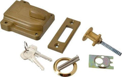 Yale - 1-1/8 to 2-1/4" Door Thickness, Brass Lacquer Finish, 112F Rimlock Deadbolt - Rim Cylinder - All Tool & Supply