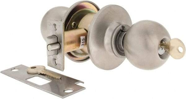 Yale - 1-3/8" Door Thickness, Stainless Steel Entrance Knob Lockset - 2-3/4" Back Set, 2 Cylinder - All Tool & Supply