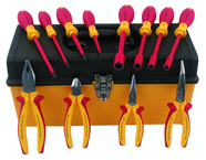 12 Piece - Insulated Pliers; Cutters; Slotted & Phillips Screwdrivers; Nut Drivers in Tool Box - All Tool & Supply