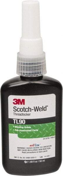 3M - 50 mL Bottle, Purple, Medium Strength Liquid Threadlocker - Series TL90, 24 hr Full Cure Time, Hand Tool Removal - All Tool & Supply