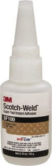 3M - 0.71 oz Bottle Clear Instant Adhesive - Series SF100, 3 to 30 sec Working Time, 24 hr Full Cure Time, Bonds to Cardboard, Ceramic, Fabric, Fiberglass, Foam, Glass, Leather, Metal, Paper, Plastic, Rubber, Vinyl & Wood - All Tool & Supply