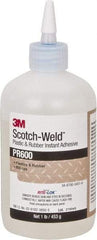 3M - 1 Lb Bottle Clear Instant Adhesive - Series PR600, 4 to 25 sec Working Time, 24 hr Full Cure Time, Bonds to Cardboard, Ceramic, Fabric, Fiberglass, Foam, Glass, Leather, Metal, Paper, Plastic, Rubber, Vinyl & Wood - All Tool & Supply