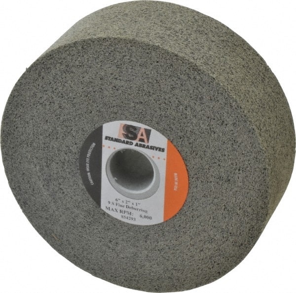 Standard Abrasives - 6" Diam, 1" Center Hole, Fine Grade, Silicon Carbide Deburring Wheel - All Tool & Supply