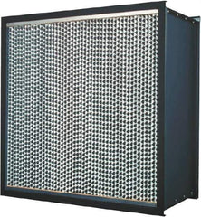 Made in USA - 24" High x 12" Wide 11-1/2" Deep, 95% Capture Efficiency, HEPA Air Filter - Microfiber Paper Media, Galvanized Steel Frame, 250 FPM Max, 500 CFM, 180°F Max, Use with Hospitals & Clean Rooms - All Tool & Supply