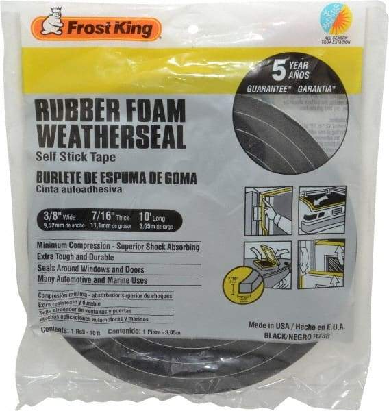 Frost King - 10' Long x 3/8" Wide, High Density Foam Tape Weatherstripping - Rubber Foam - All Tool & Supply