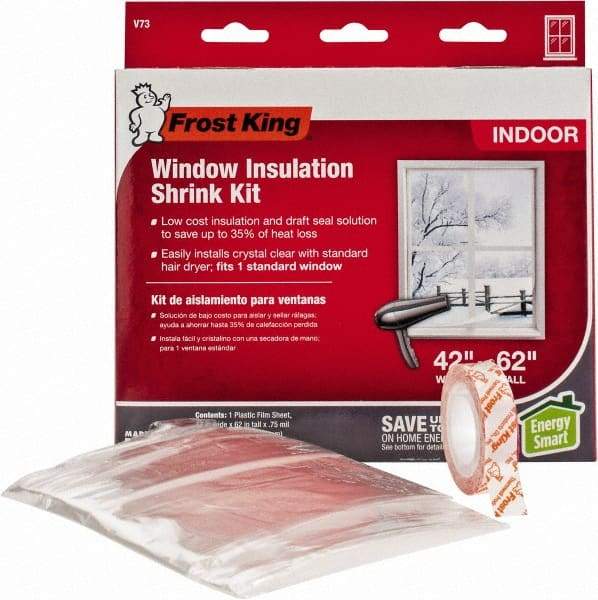 Frost King - 62" Long x 42" Wide, Indoor Shrink Film and Tape Window Kit Weatherstripping - Clear Plastic - All Tool & Supply