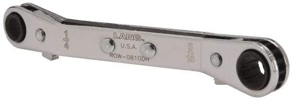 Lang - 1/4" x 5/16" 12 Point Reversible Ratcheting Offset Box Wrench - Double End, 4-1/4" OAL, Steel, 25° Offset - All Tool & Supply